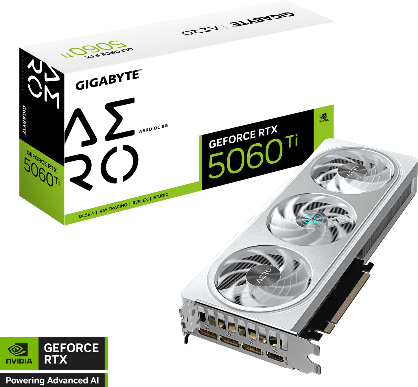 GIGABYTE GeForce RTX 5060 Ti AERO OC 8G angled view