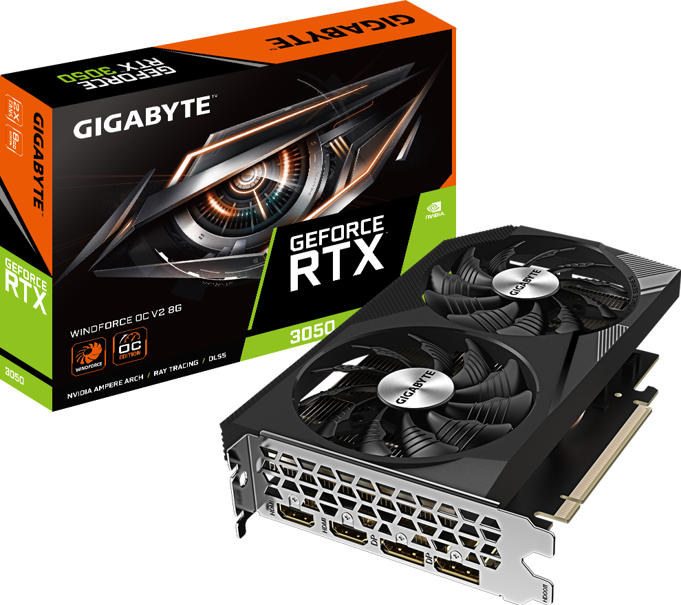 GIGABYTE GeForce RTX 3050 WINDFORCE OC 8G front view
