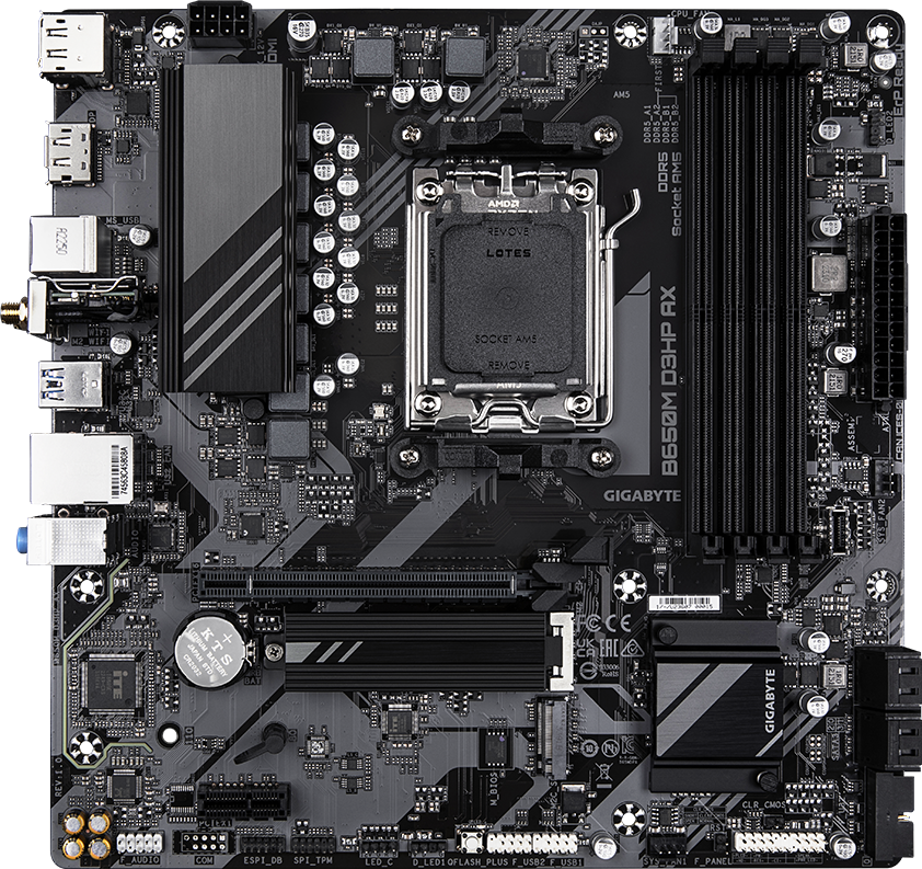 GIGABYTE B650M D3HP AX motherboard alternate view
