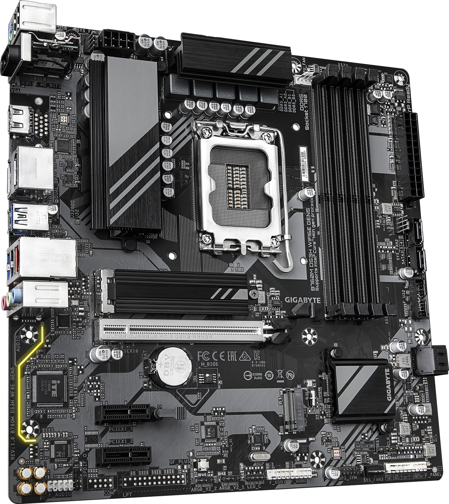 GIGABYTE B760M DS3H WIFI6E GEN5 motherboard rear view