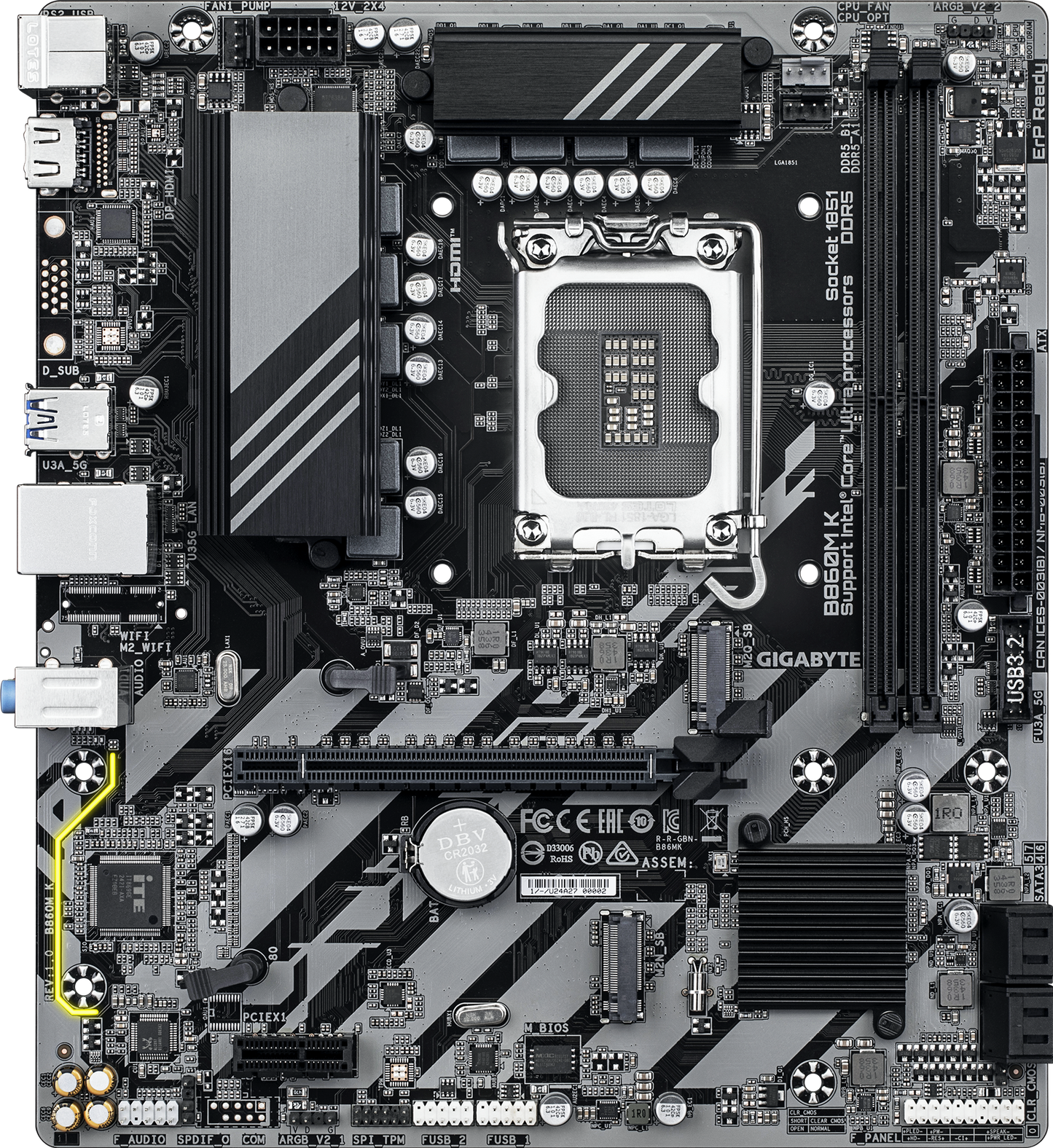 GIGABYTE B860M K motherboard alternate view