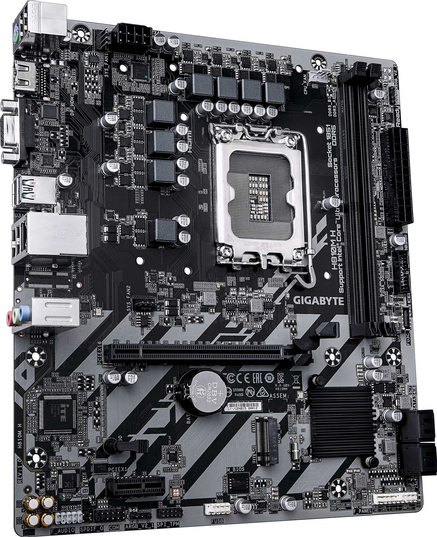 GIGABYTE H810M H motherboard rear view