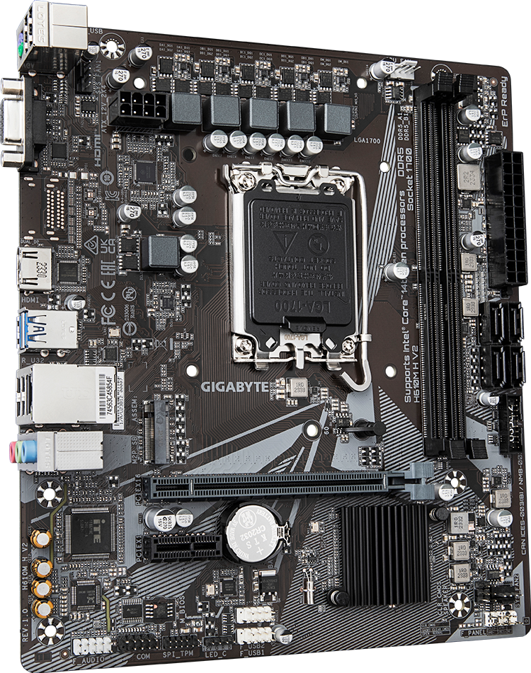 GIGABYTE H610M H V2 motherboard rear view