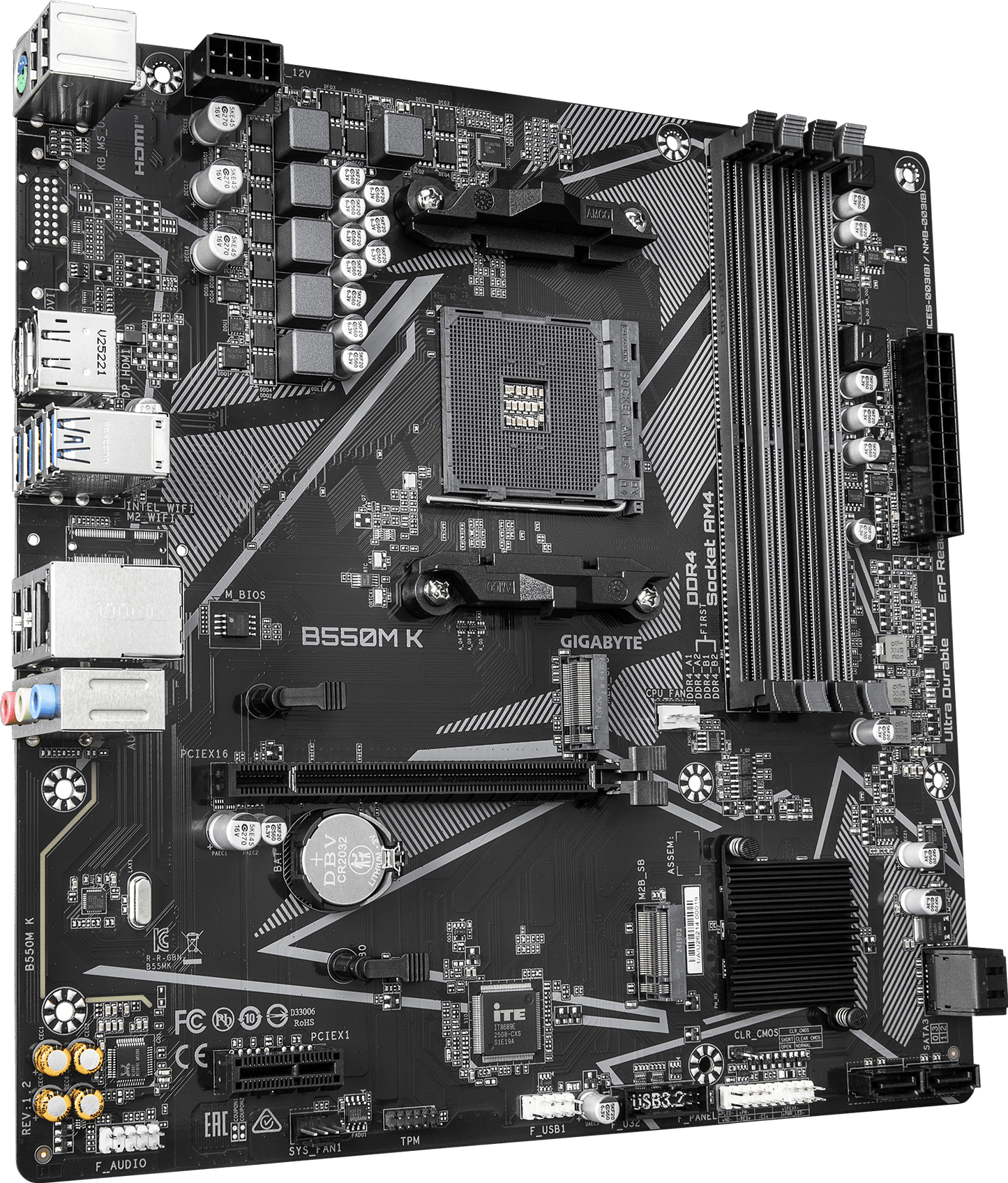 GIGABYTE B550M K motherboard rear view