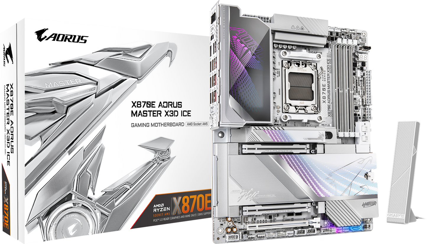 AORUS X870E AORUS MASTER X3D ICE motherboard product view