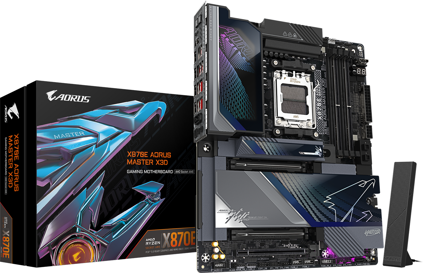 AORUS X870E MASTER X3D motherboard product view