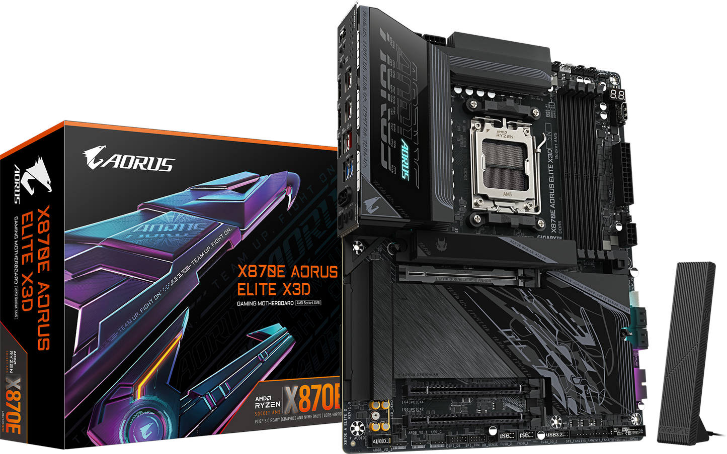 AORUS X870E ELITE X3D motherboard product view