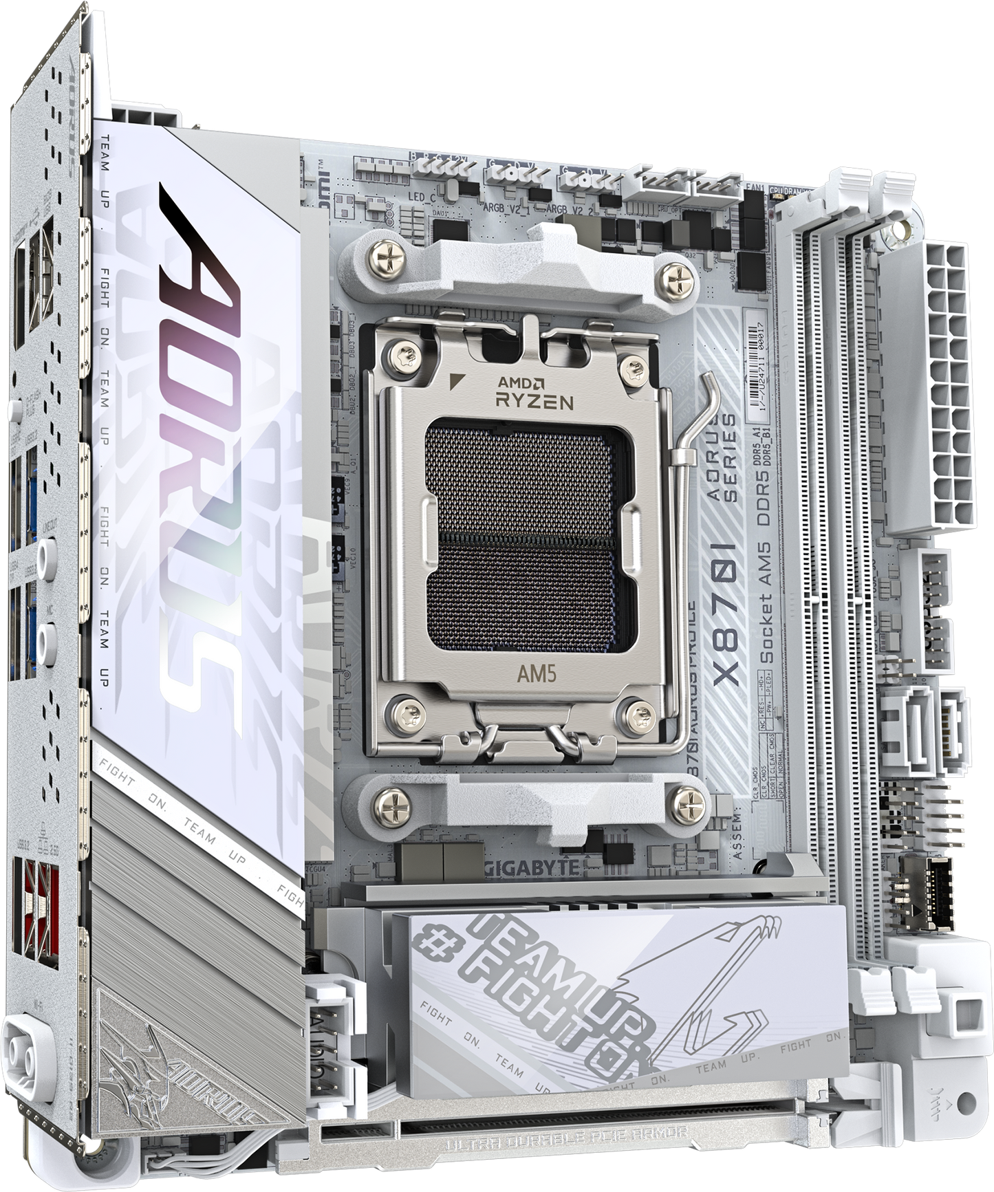 AORUS X870I PRO ICE motherboard rear view