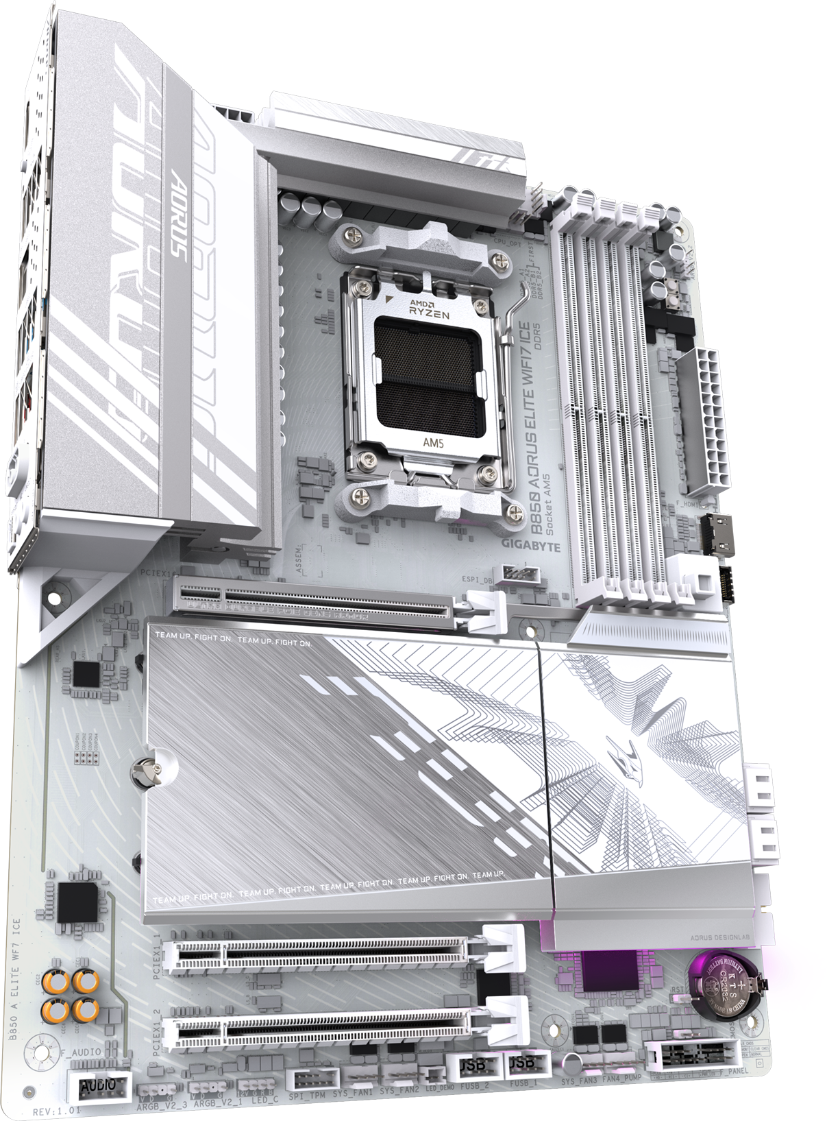 AORUS B850 ELITE WIFI7 ICE motherboard rear view