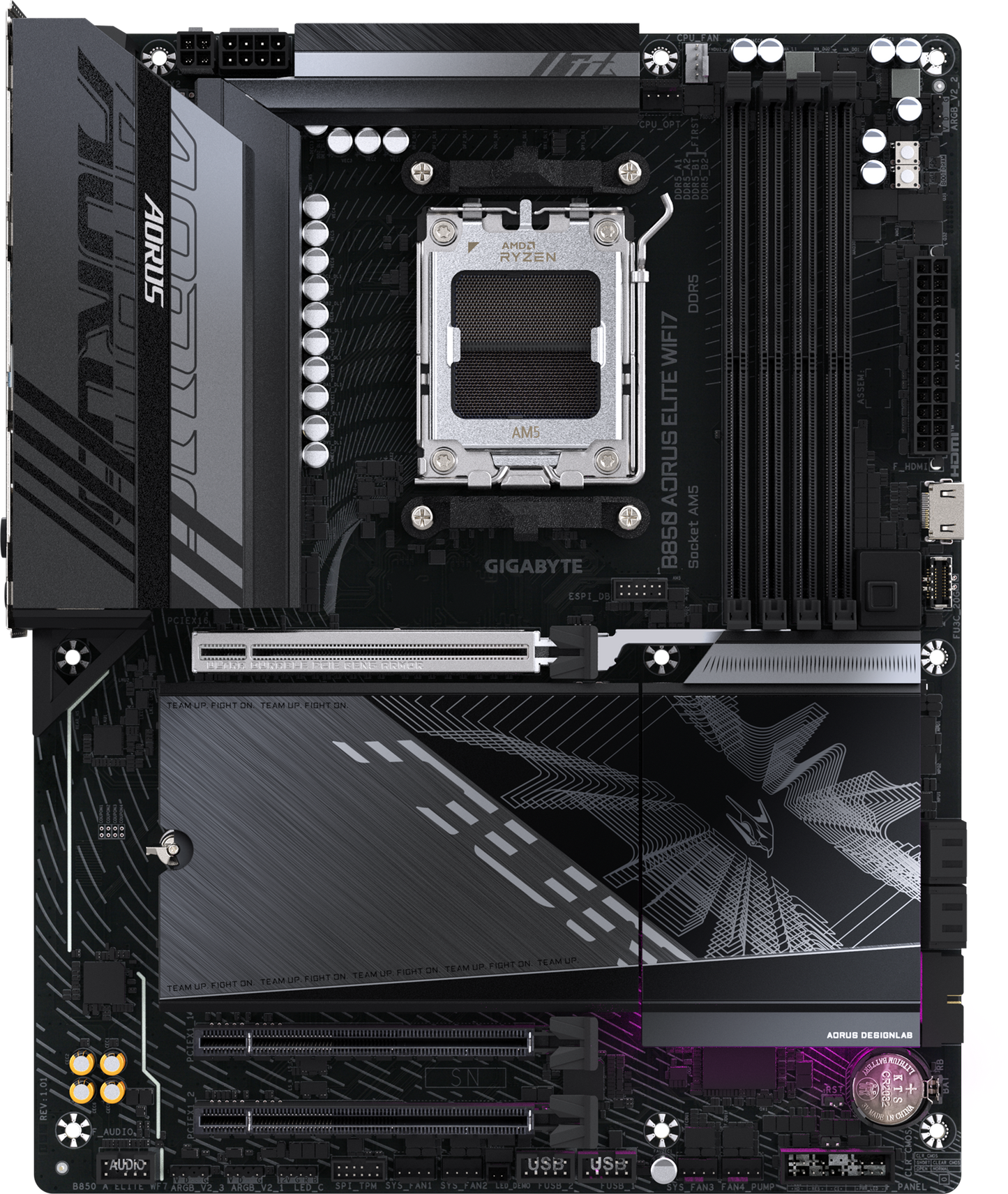AORUS B850 ELITE WIFI7 motherboard alternate view