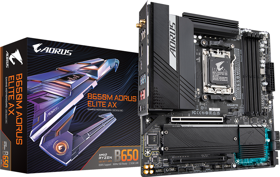 AORUS B650M AORUS ELITE AX motherboard product view