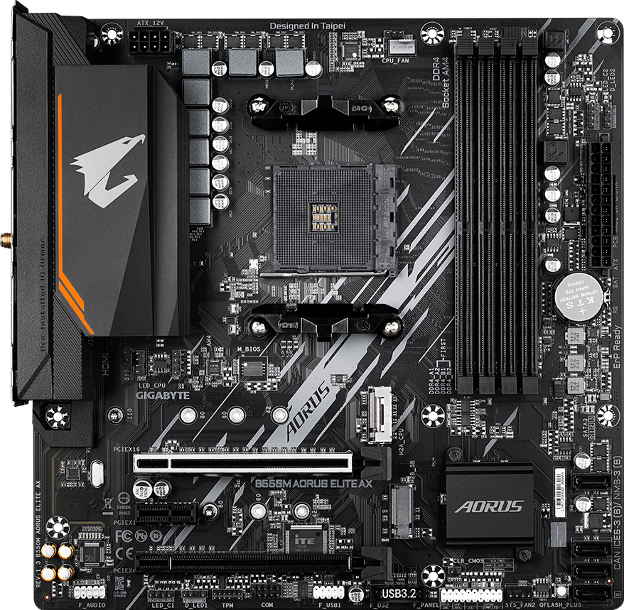 AORUS B550M ELITE AX motherboard alternate view