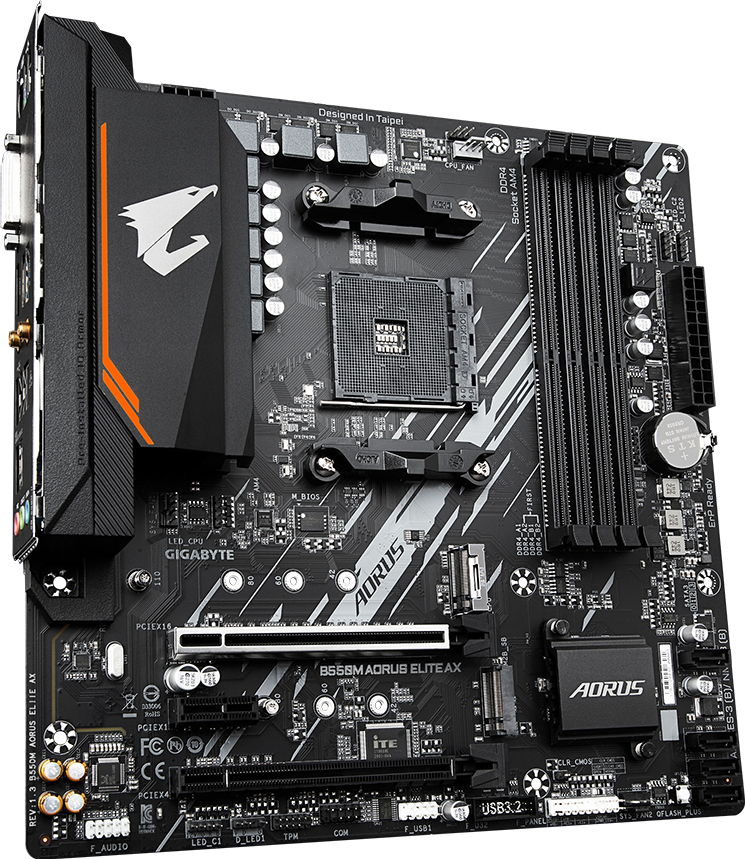 AORUS B550M ELITE AX motherboard rear view