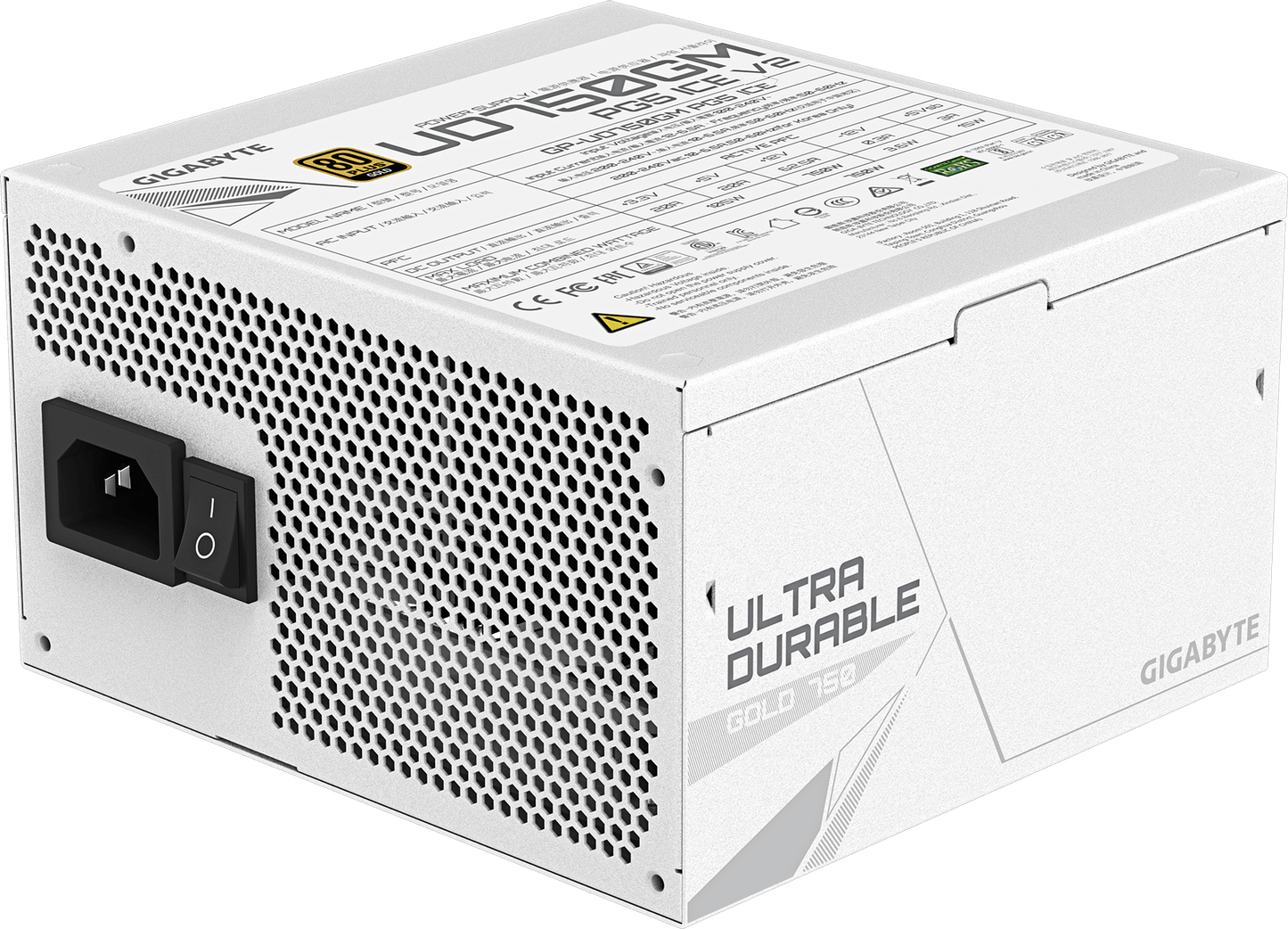 GIGABYTE UD750GM PG5 V2 ICE power supply rear view