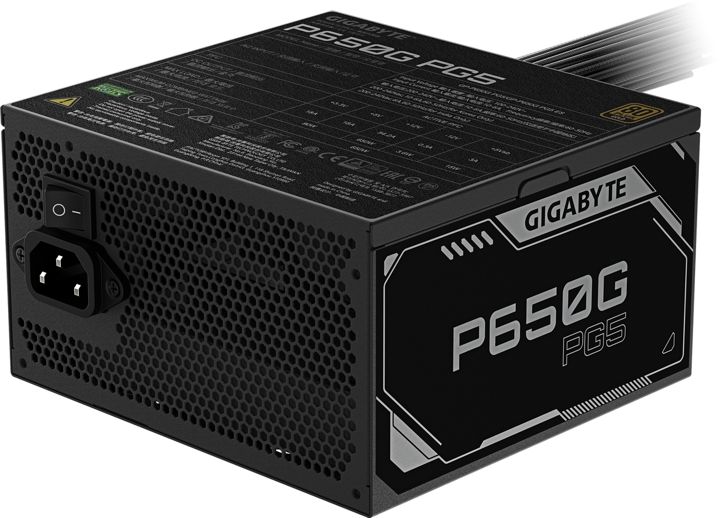 GIGABYTE P650G PCIE 5.1 power supply rear view
