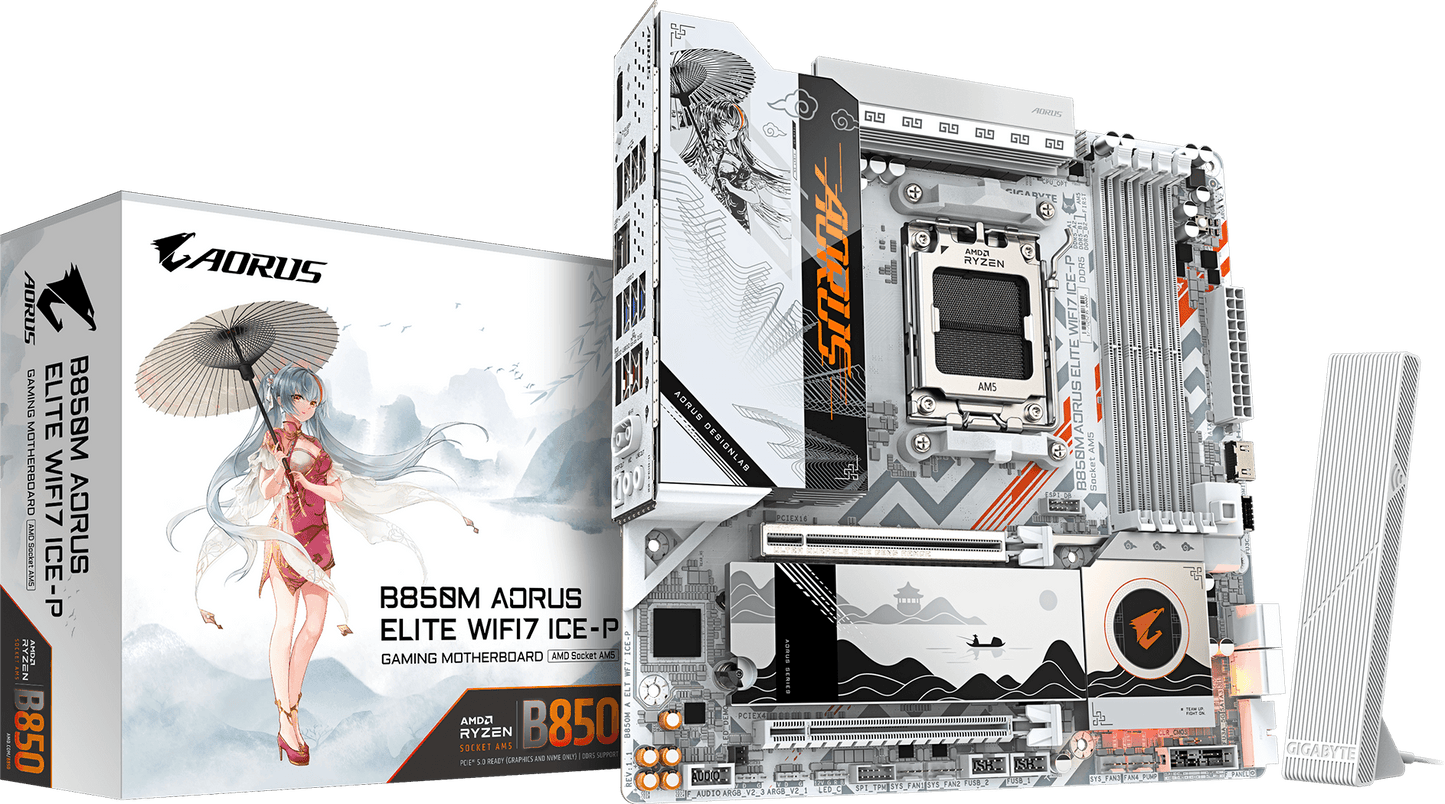AORUS B850M ELITE WIFI7 ICE-P motherboard product view