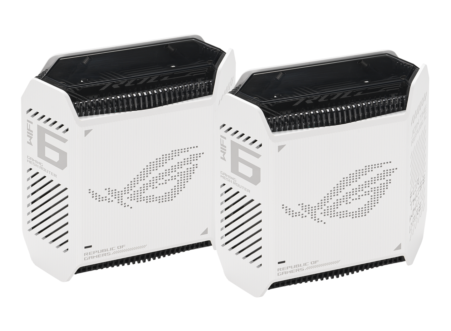 ASUS ROG Rapture GT6 Moonlight White mesh router rear view