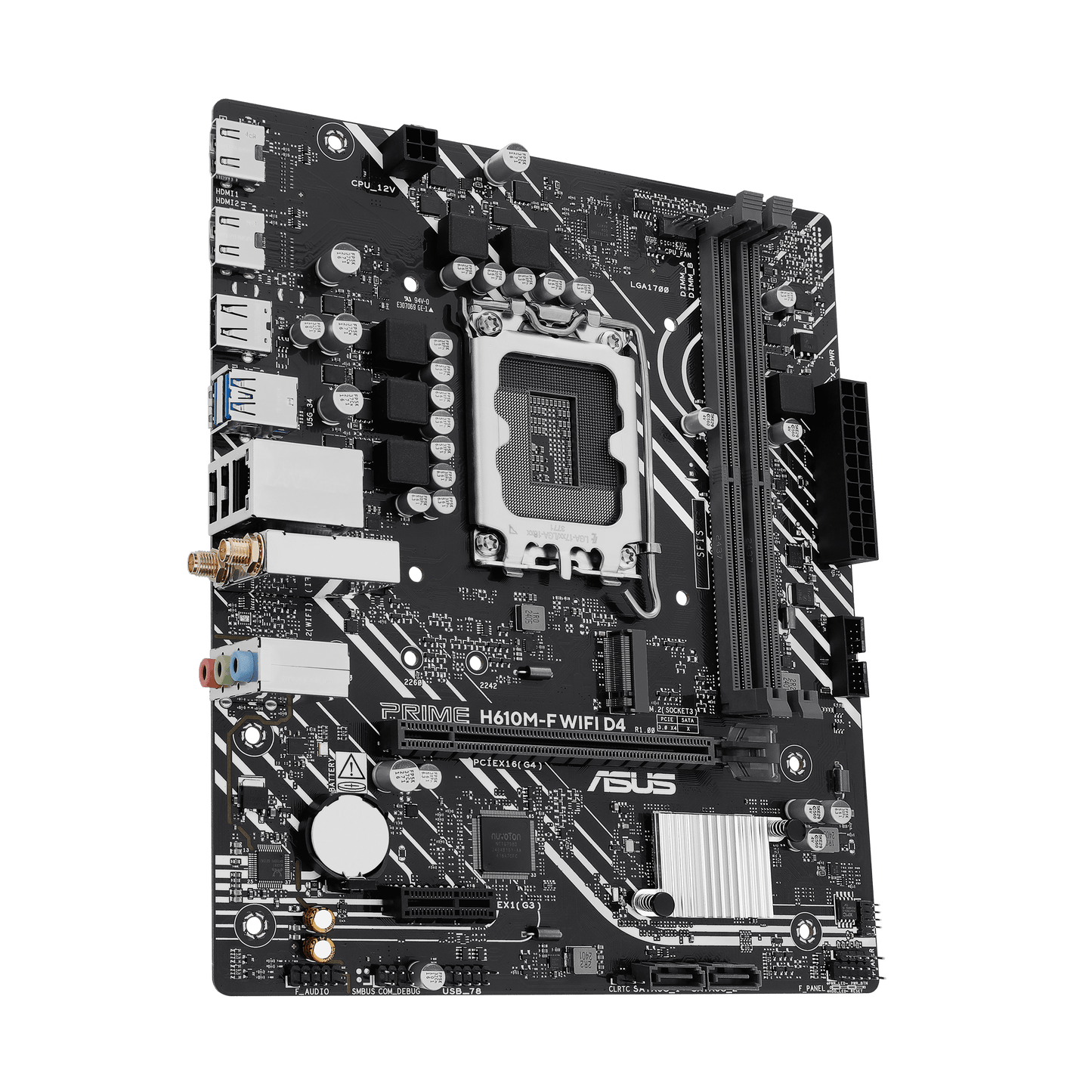 ASUS Prime H610M-F WIFI D4 motherboard rear view