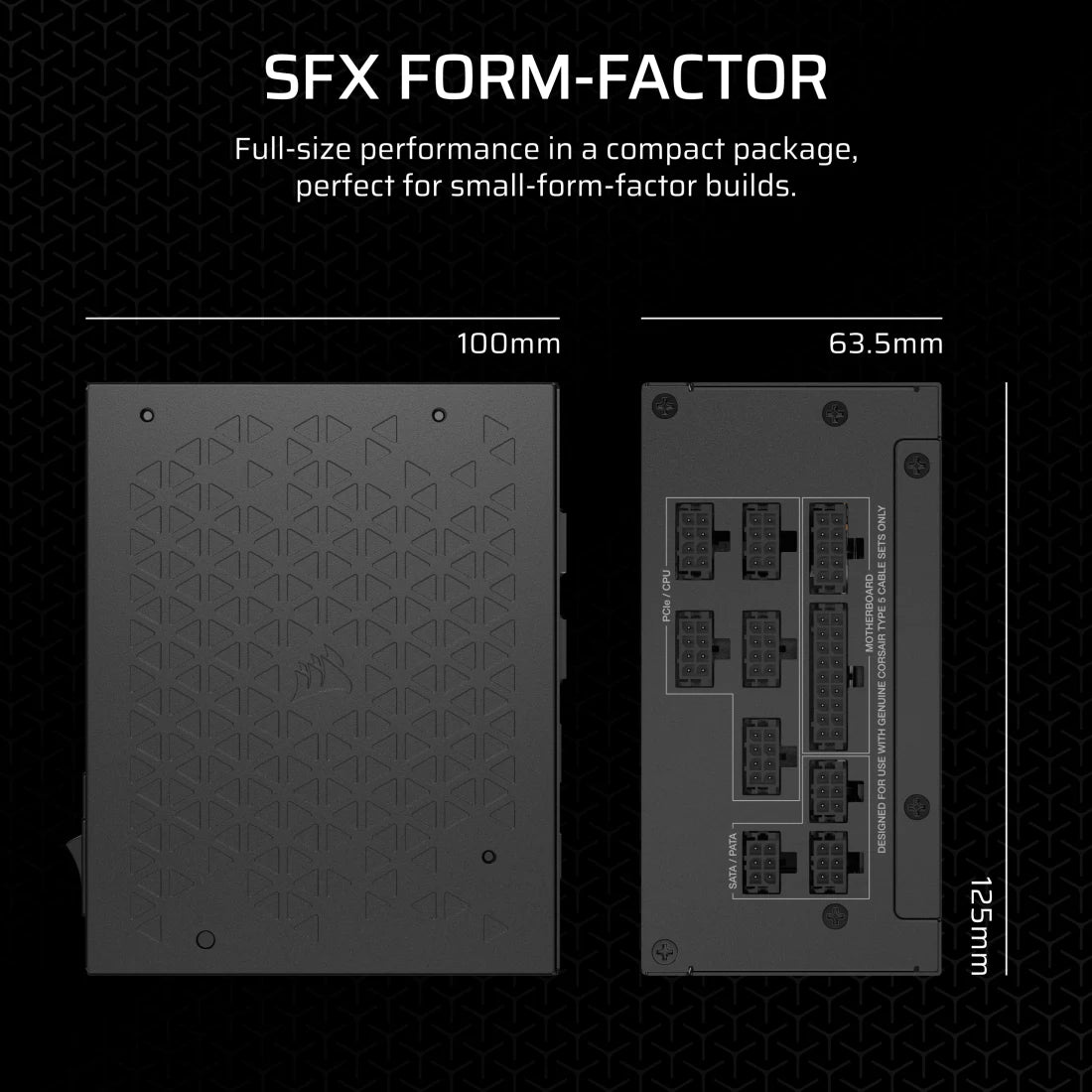 CORSAIR SF850 SFX PSU cable view