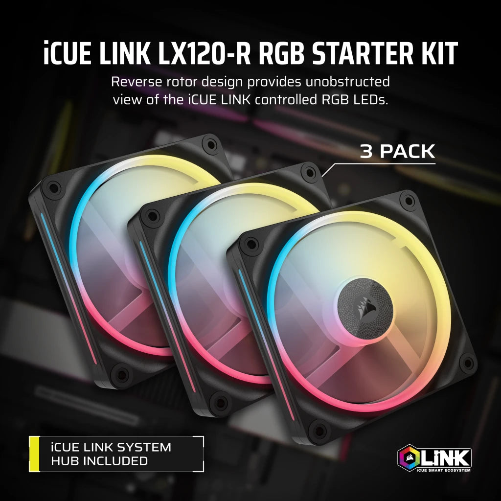 CORSAIR iCUE LINK LX120-R RGB, 120MM RGB FAN - TRIPLE PACK official product image 2