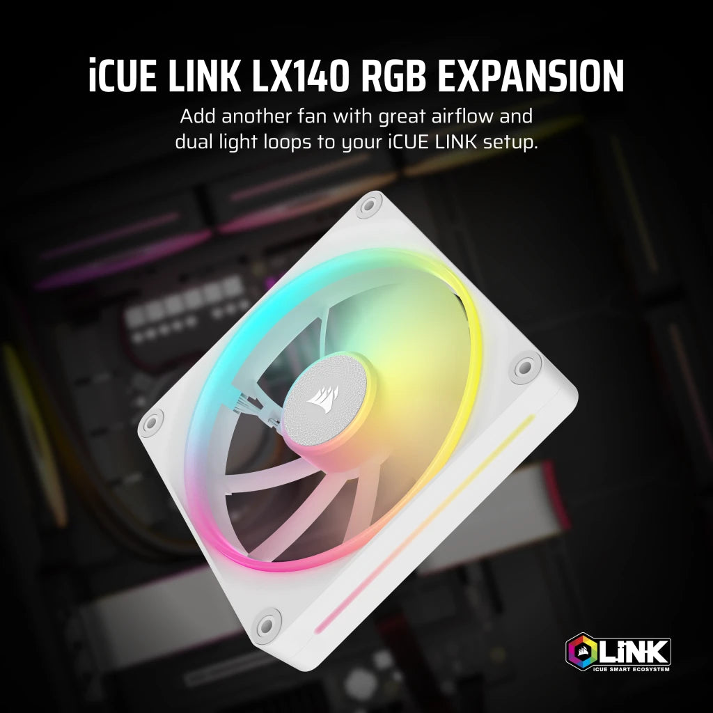 CORSAIR iCUE LINK LX140 RGB White, 140mm RGB FAN - SINGLE PACK official product image 2