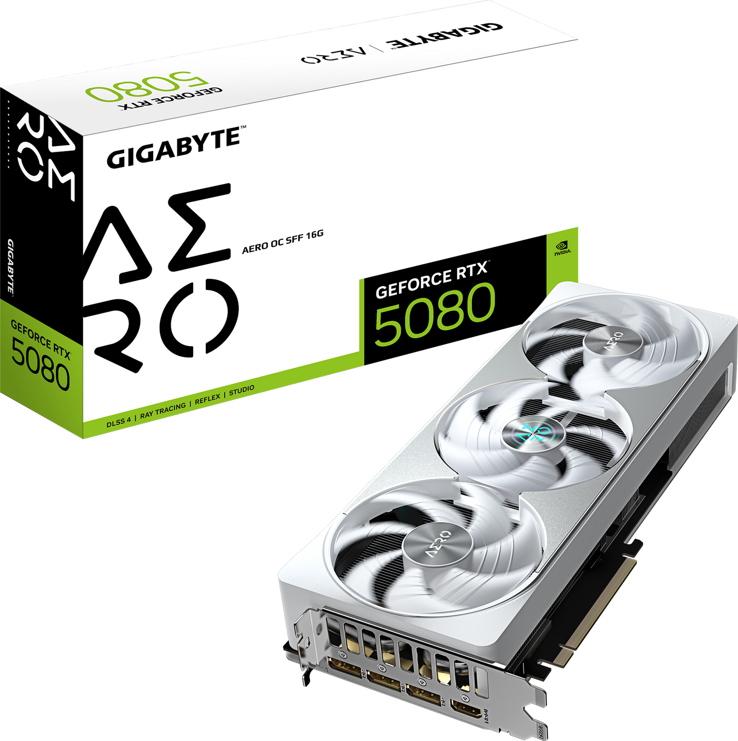 GIGABYTE GeForce RTX 5080 AERO OC SFF 16G front view
