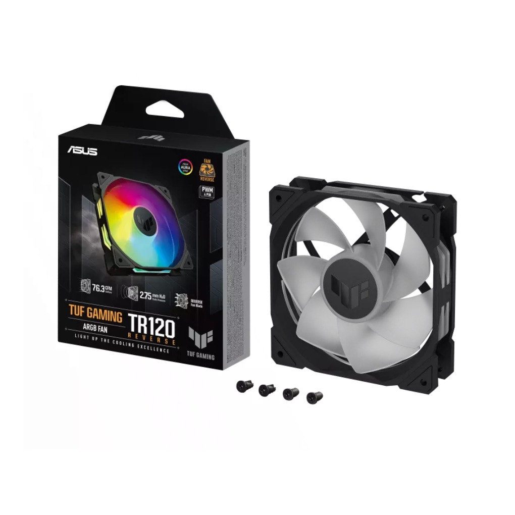 ASUS TUF GAMING TR120 ARGB REVERSE CHASSIS FAN -SINGLE PACK, BLACK