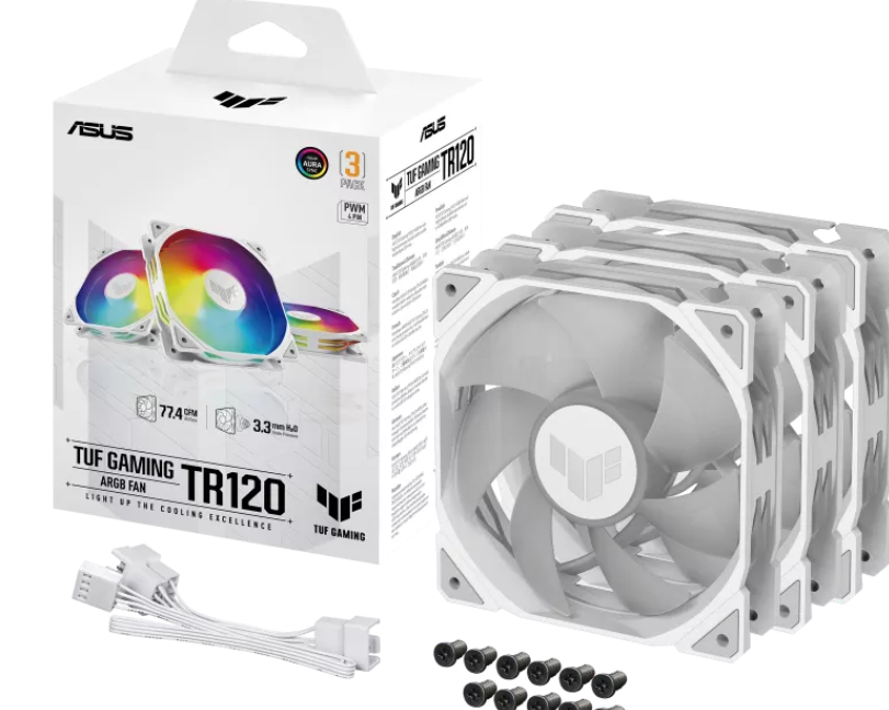 ASUS TUF GAMING TR120 ARGB CHASSIS FAN -TRIPLE KIT WITH ARGB, WHITE