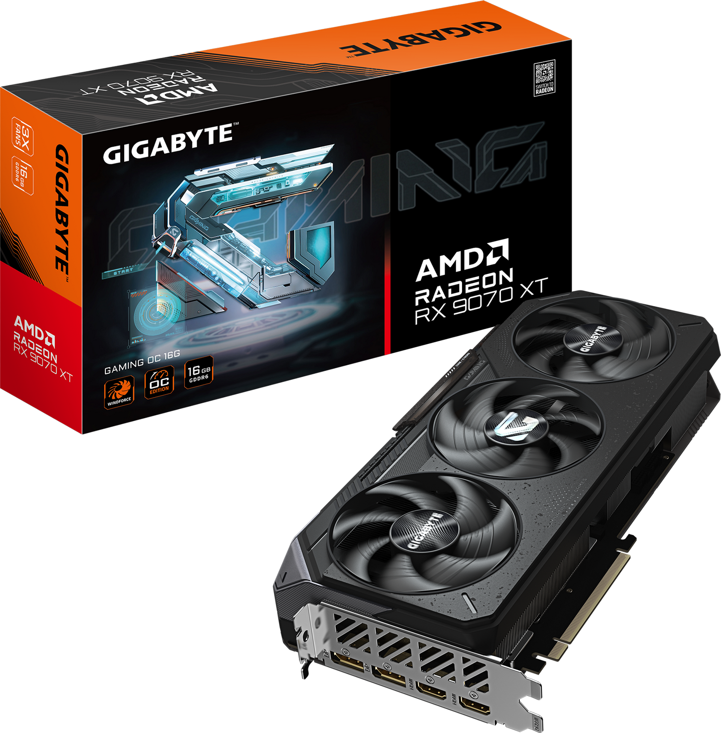 GIGABYTE Radeon RX 9070 XT GAMING OC 16G front view