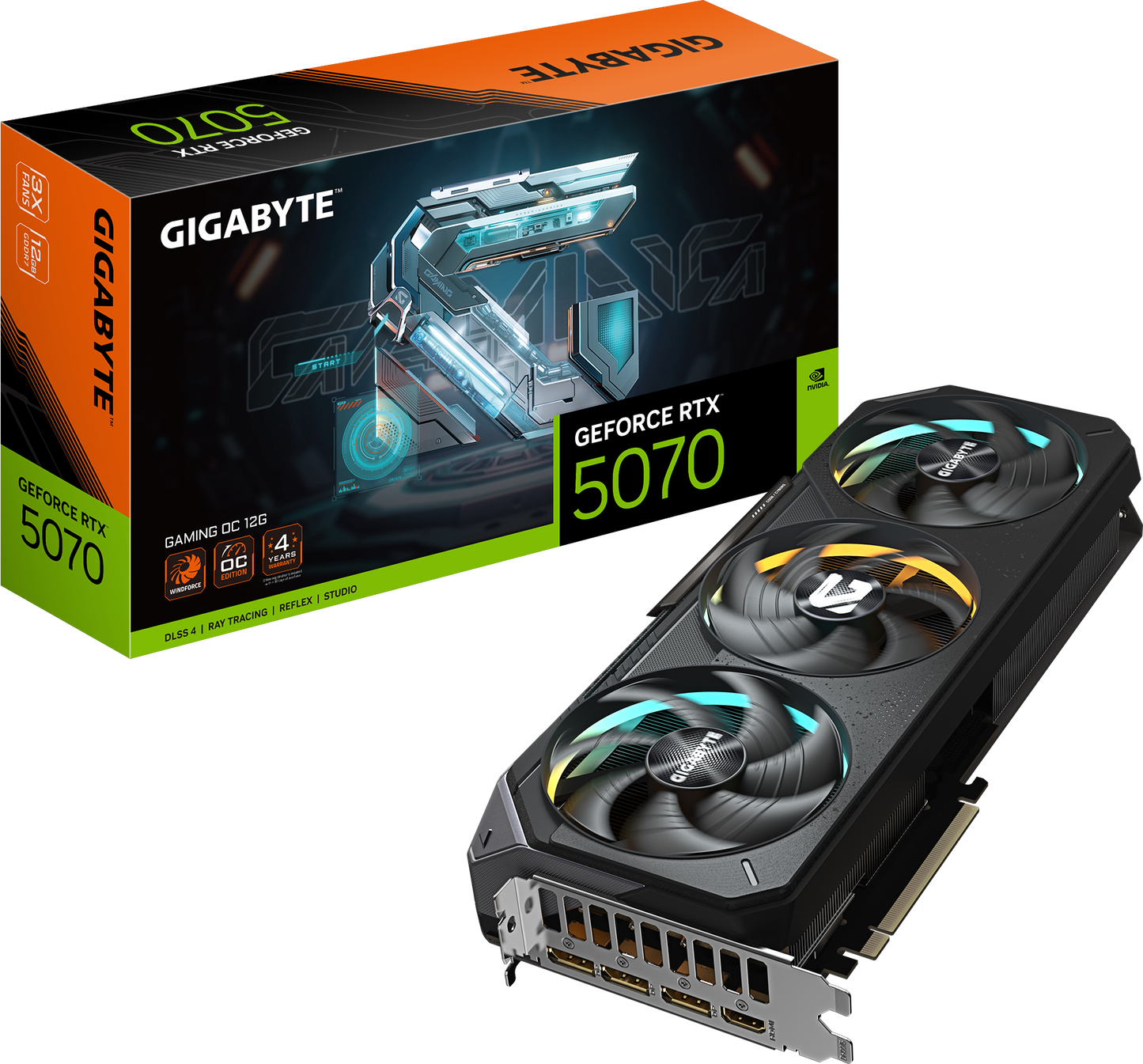 GIGABYTE GeForce RTX 5070 GAMING OC 12G front view