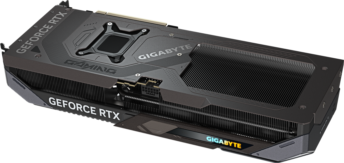GIGABYTE GeForce RTX 5070 GAMING OC 12G backplate view