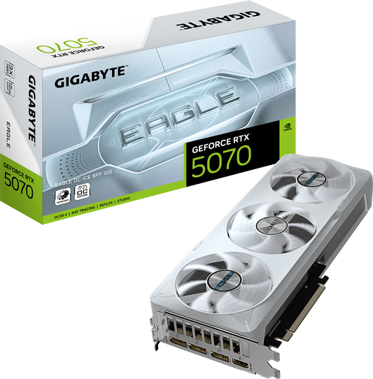 GIGABYTE GeForce RTX 5070 EAGLE OC ICE SFF 12G front view