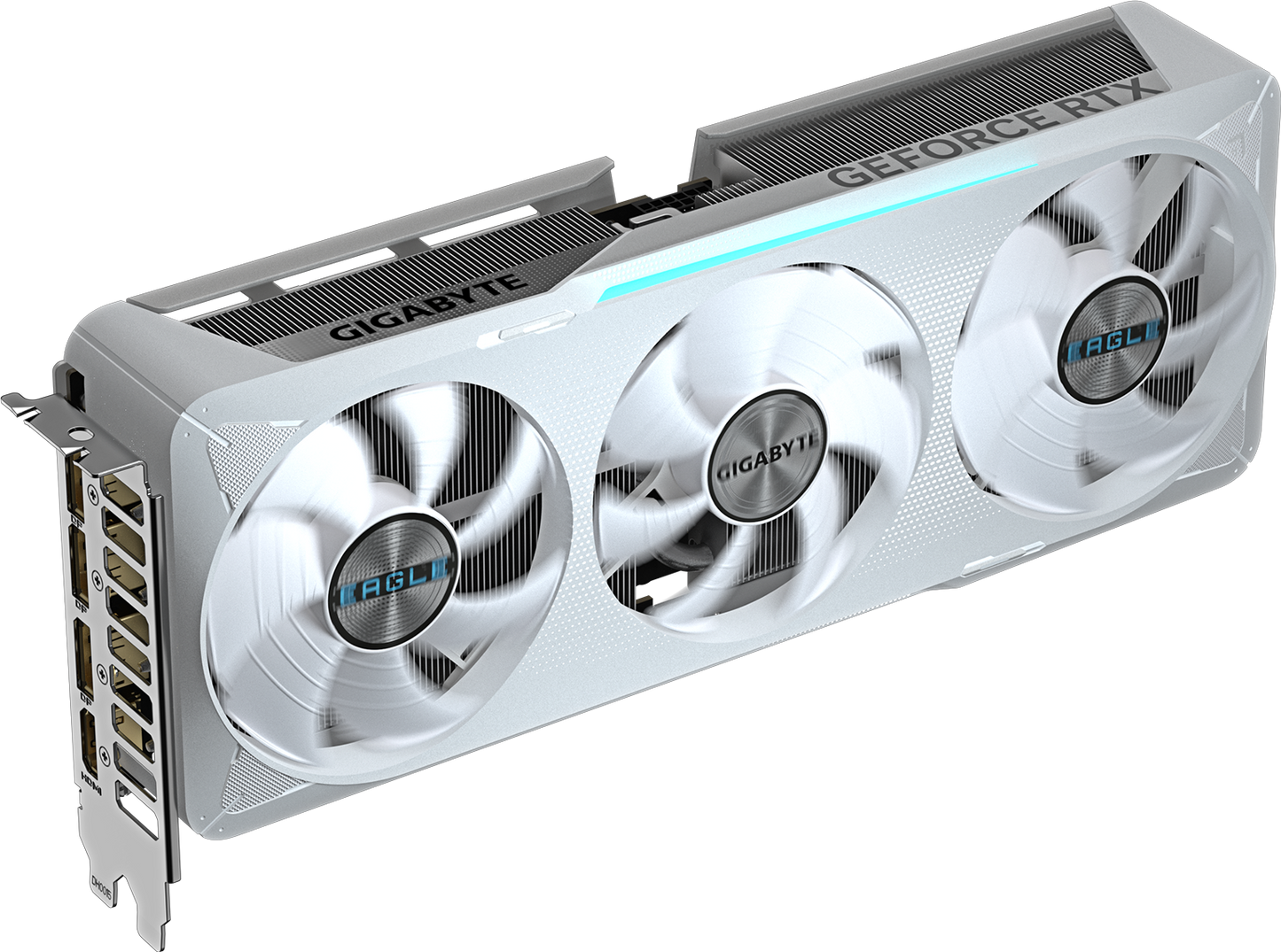 GIGABYTE GeForce RTX 5070 EAGLE OC ICE SFF 12G angled view