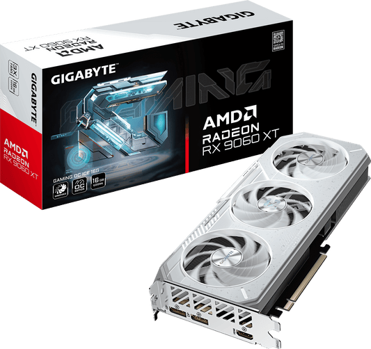GIGABYTE Radeon RX 9060 XT GAMING OC ICE 16G front view