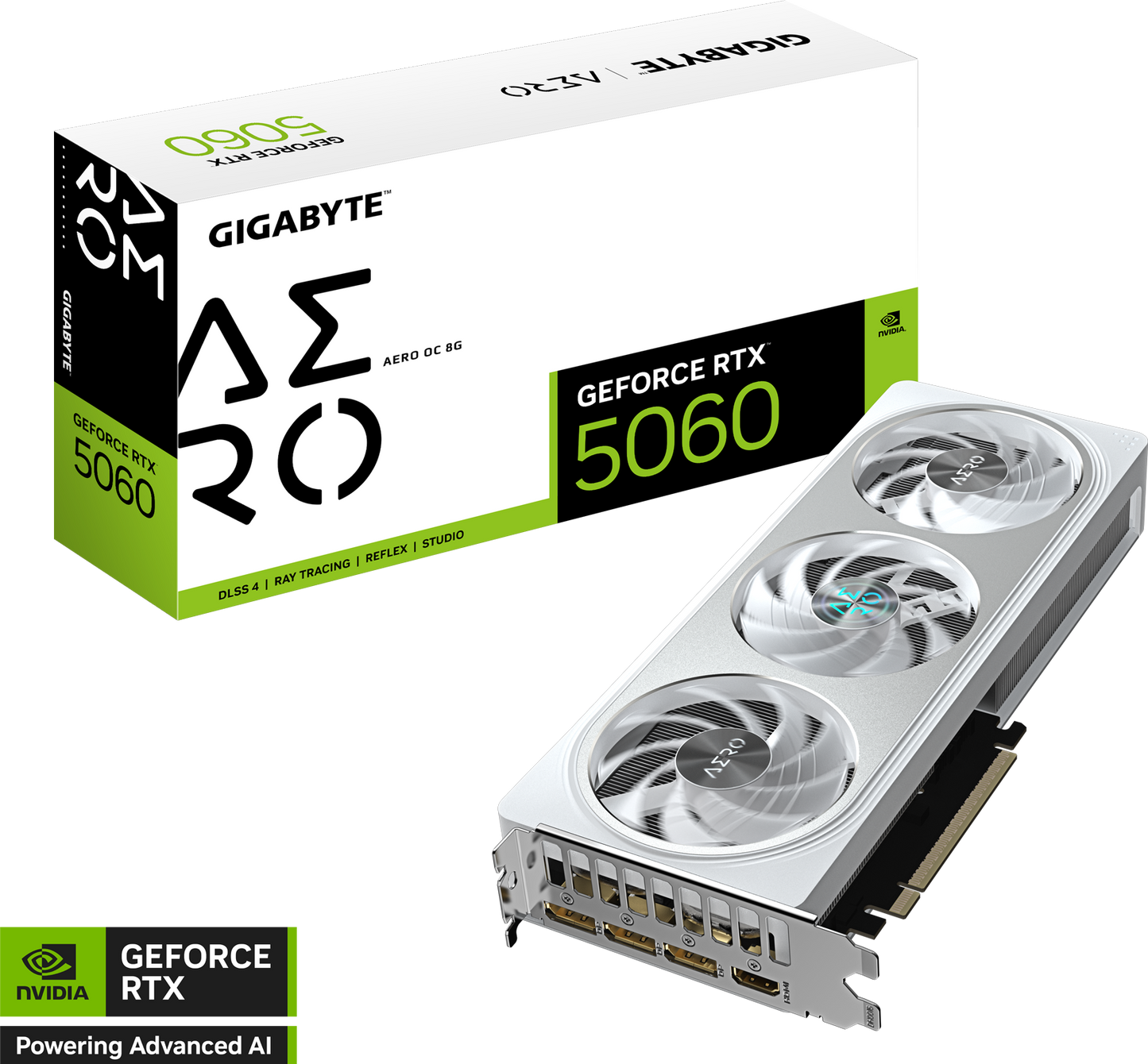 GIGABYTE GeForce RTX 5060 AERO OC 8G angled view