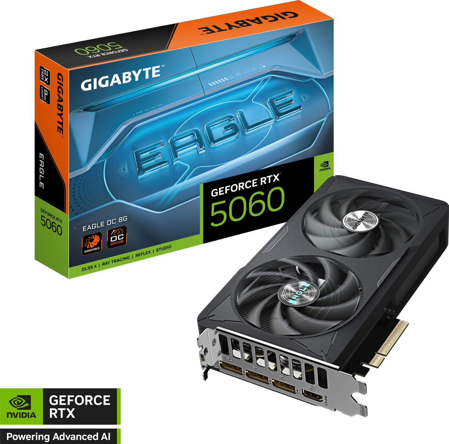 GIGABYTE GeForce RTX 5060 EAGLE OC 8G angled view