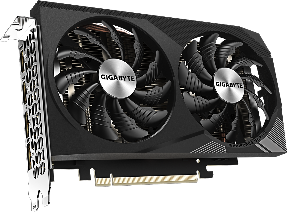 GIGABYTE GeForce RTX 3050 WINDFORCE OC 8G backplate view