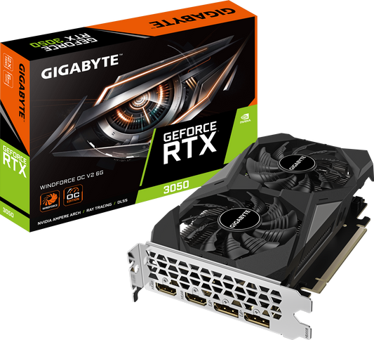 GIGABYTE GeForce RTX 3050 WINDFORCE OC V2 6G front view