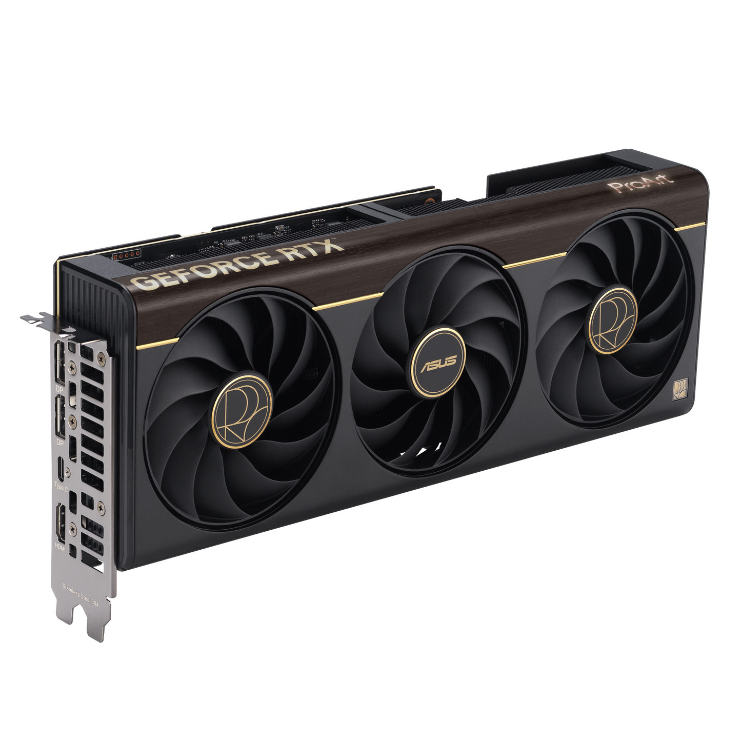 ASUS ProArt RTX 5070 Ti OC 16GB graphics card rear view