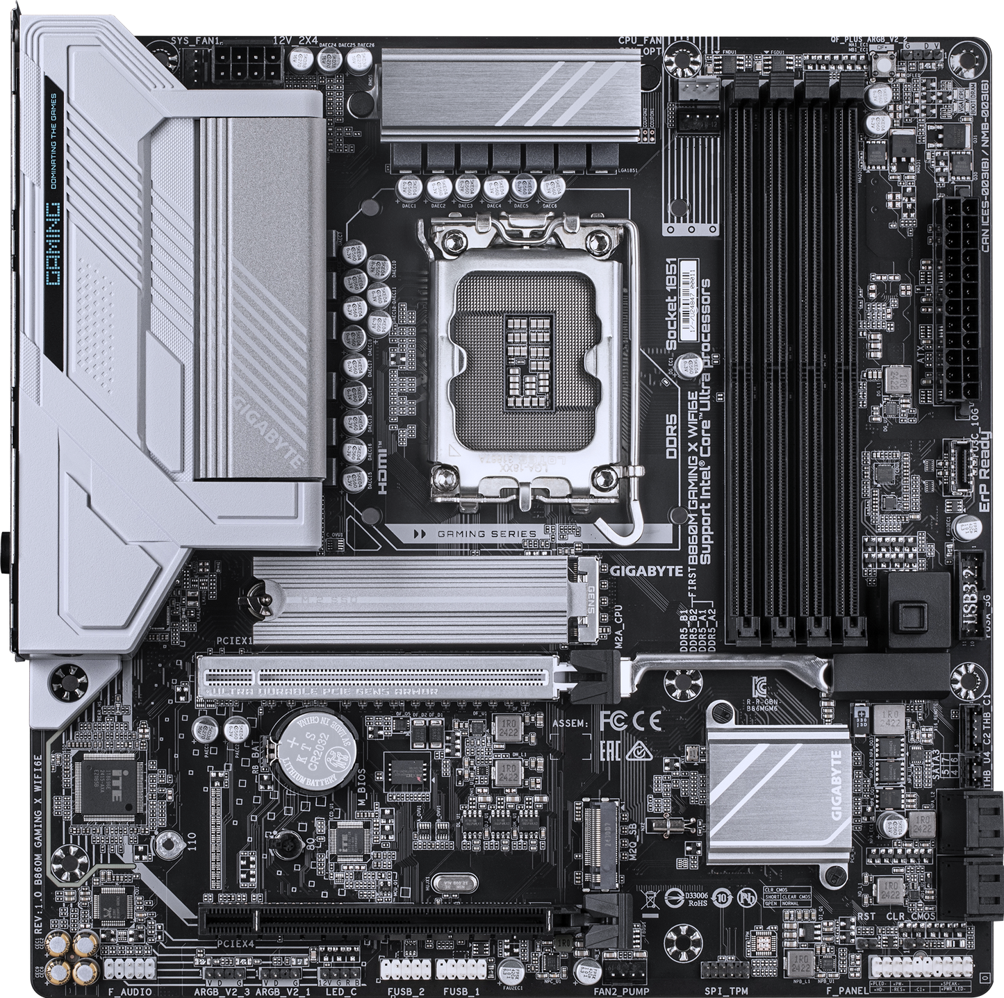 GIGABYTE B860M GAMING X WIFI6E motherboard alternate view