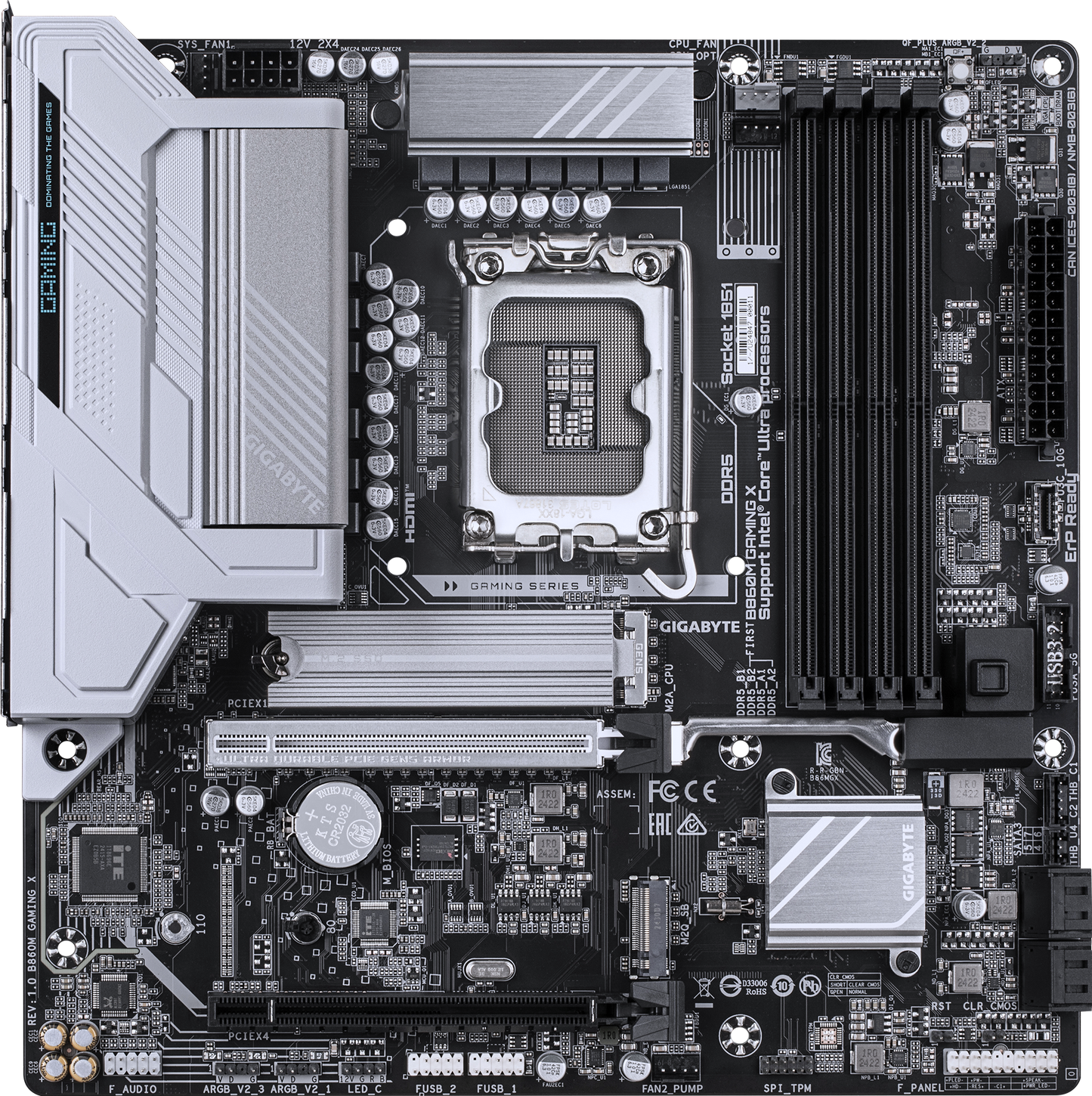 GIGABYTE B860M GAMING X motherboard alternate view