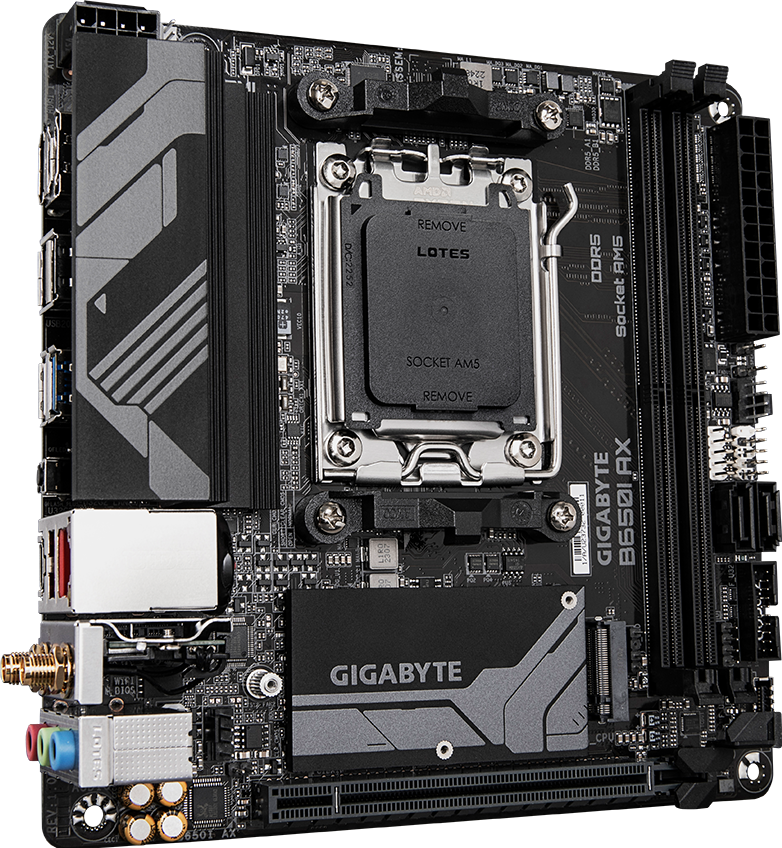 GIGABYTE B650I AX motherboard rear view
