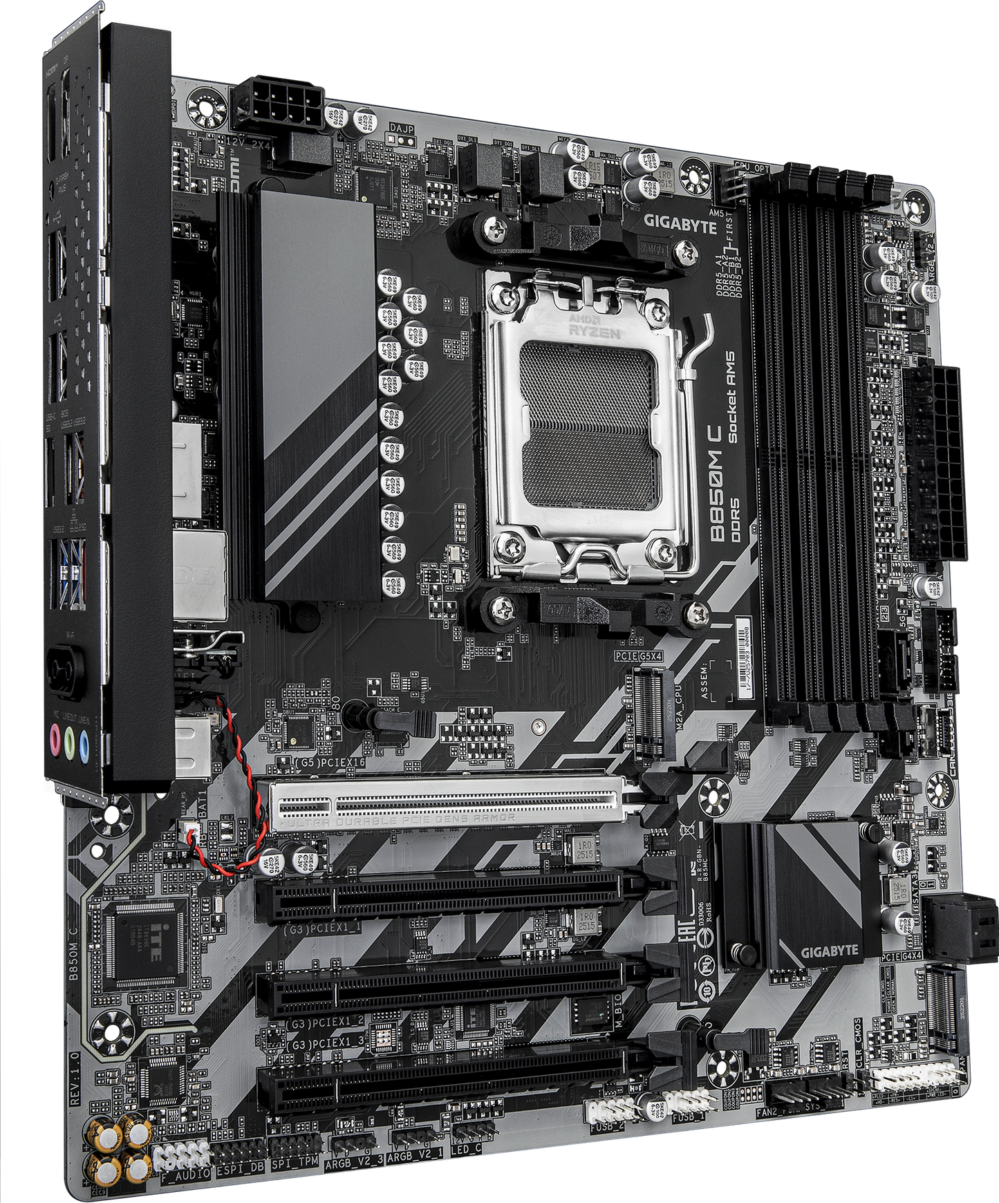 GIGABYTE B850M C motherboard rear view