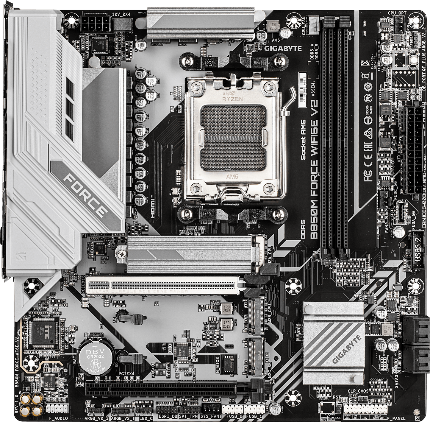 GIGABYTE B850M FORCE WIFI6E V2 motherboard alternate view
