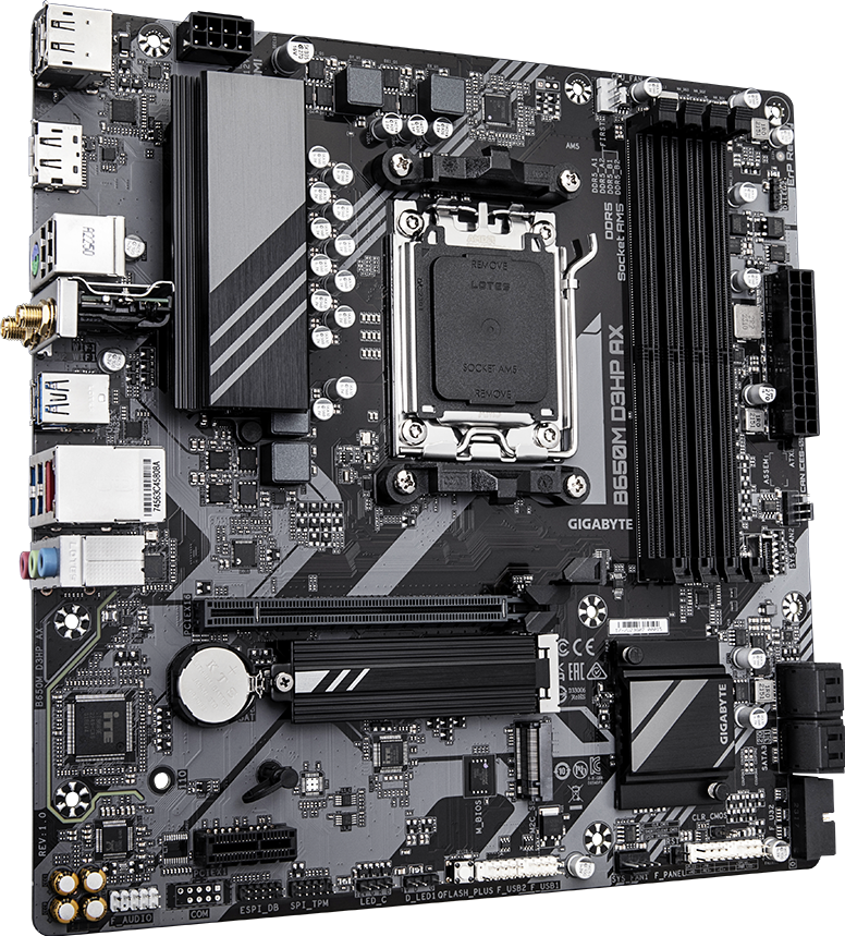 GIGABYTE B650M D3HP AX motherboard rear view