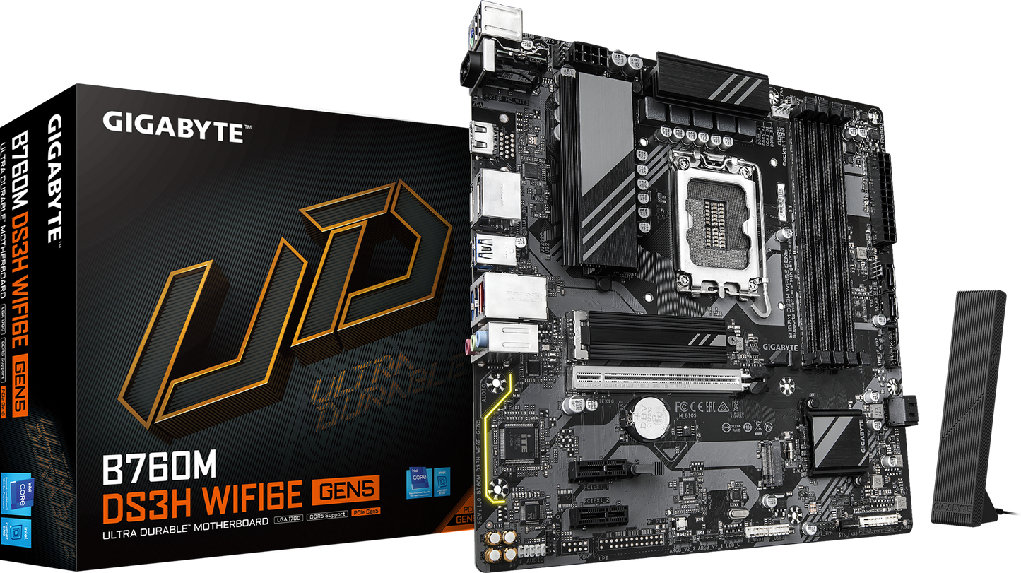 GIGABYTE B760M DS3H WIFI6E GEN5 motherboard product view
