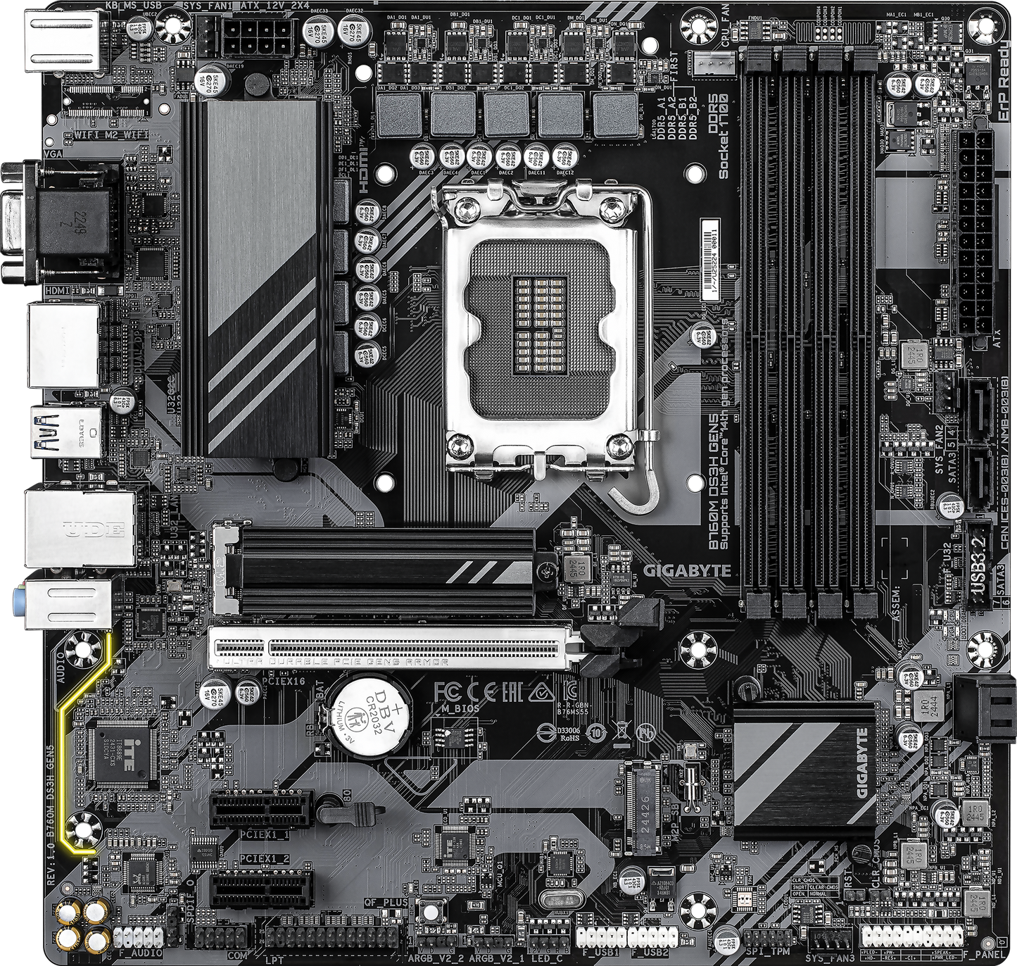 GIGABYTE B760M DS3H GEN5 motherboard alternate view