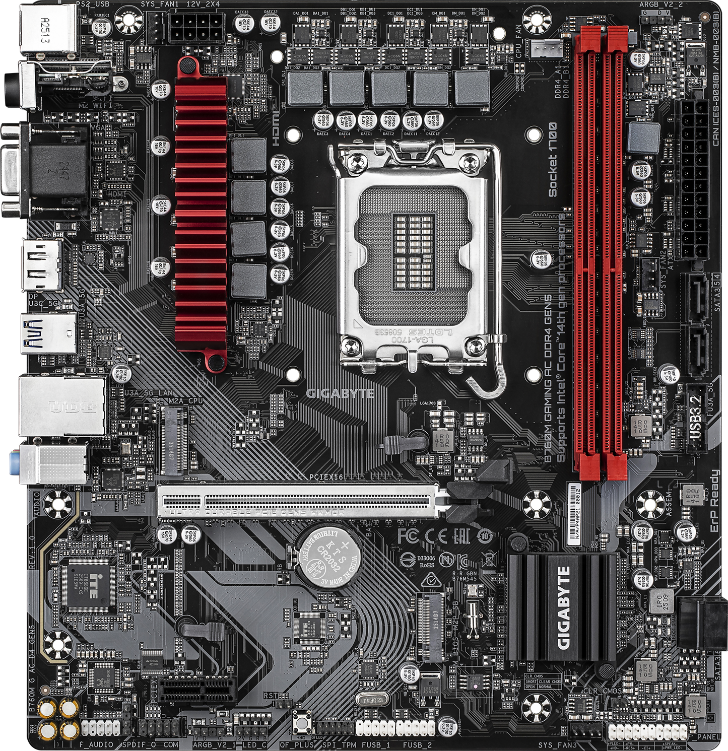 GIGABYTE B760M GAMING AC DDR4 GEN5 motherboard alternate view