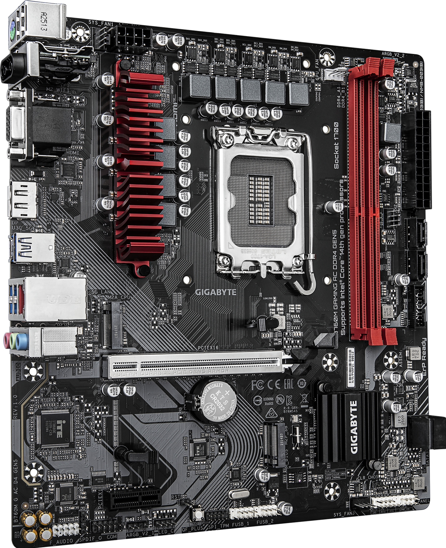 GIGABYTE B760M GAMING AC DDR4 GEN5 motherboard rear view