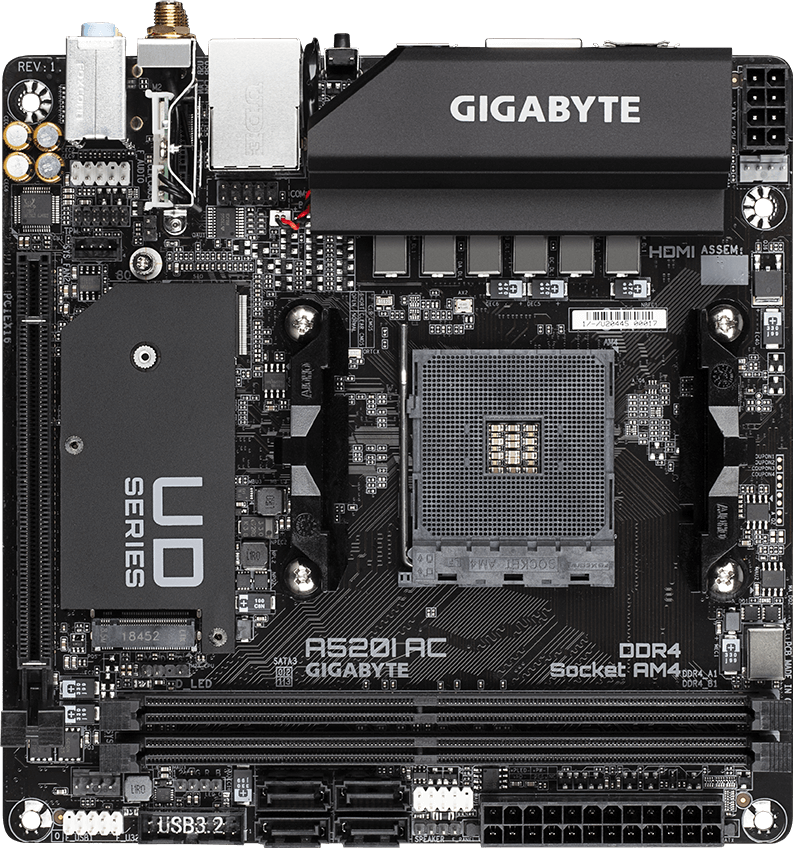 GIGABYTE A520I AC motherboard product view